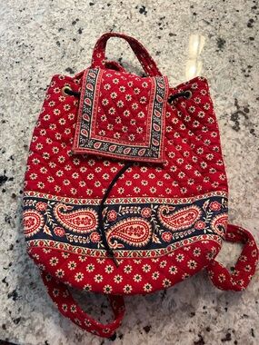 Vera Bradley Quilted Backpack red paisley print